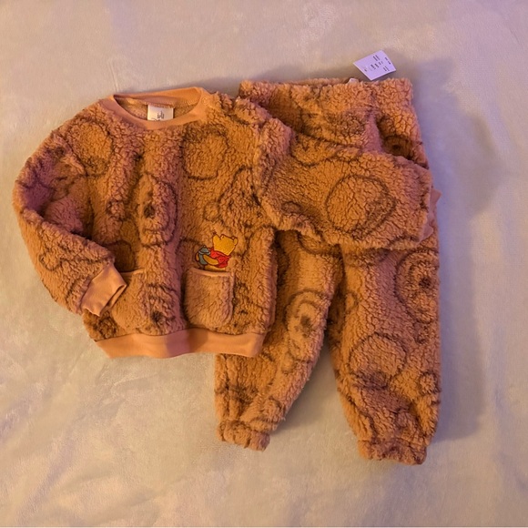 Disney Other - Kids Plush Sherpa Joggers in Light Brown with Winnie the Pooh Detail